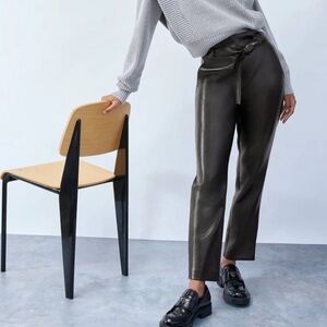 Aritzia Babaton Leather Belted Pants Size 2